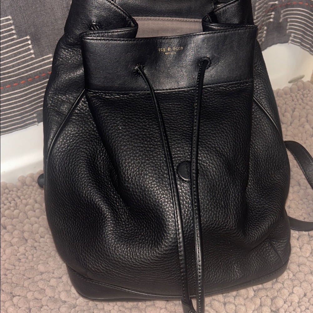 EUC!!! Rag & Bone Pilot Black Leather Backpack Purse - Picture 14 of 16